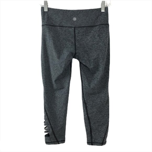 Athleta Spacedye Cropped Leggings XS Gray Criss Cross Workout‎ Running AT-704 - Picture 4 of 11